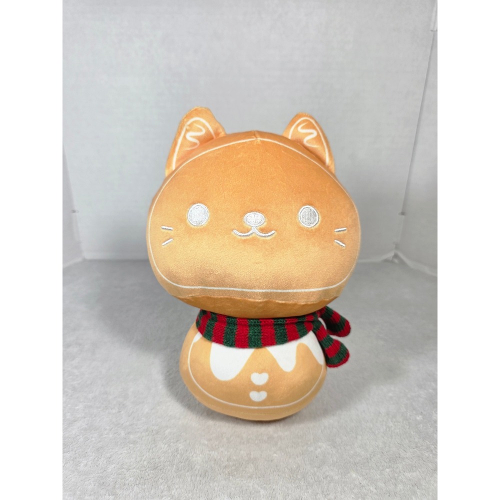 Mewaii Gingerbread Cat Plush Toy Christmas Stuffed Animal Tan Scarf Holiday